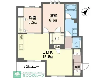 クレスティーク(2LDK/3階)の間取り写真