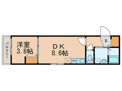 ベルド-レ(1DK/2階)の間取り写真