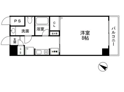 PISO六甲(1K/3階)の間取り写真