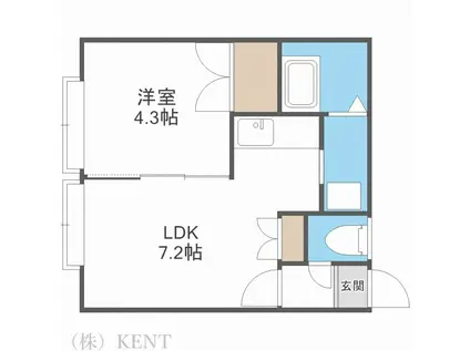 カーサエスペンド(1DK/3階)の間取り写真