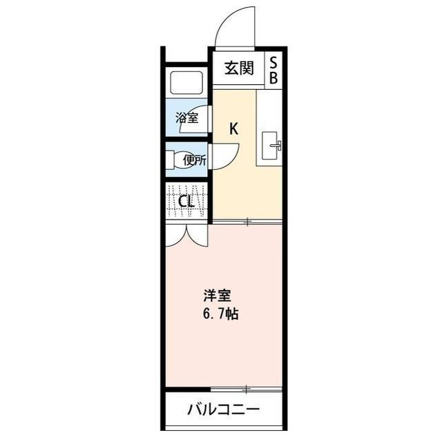 エステート旭町(1K/2階)の間取り写真