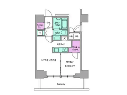 レジディアタワー目黒不動前(1LDK/7階)の間取り写真
