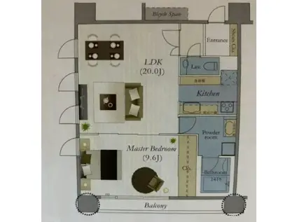 リリファ横浜山下町(1LDK/3階)の間取り写真