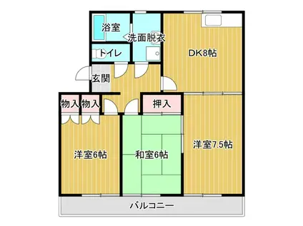 ニューシティ上西(3DK/2階)の間取り写真