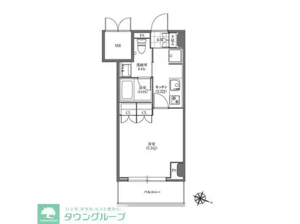 ヒューリック板橋(1K/11階)の間取り写真