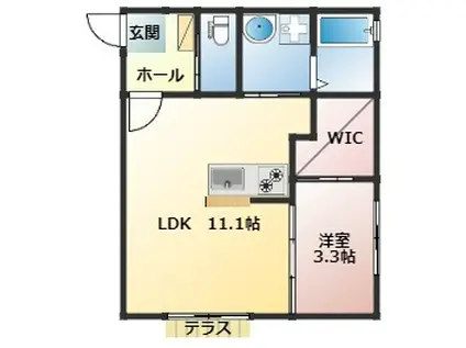 PREVOYANCE久留米駅西(1LDK/1階)の間取り写真