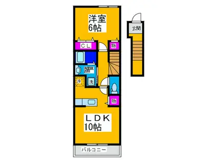 ウルー アンジュII(1LDK/2階)の間取り写真