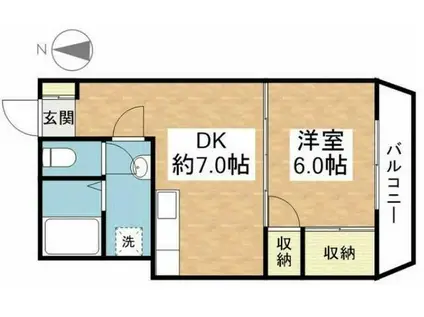 マンション富紀(1LDK/3階)の間取り写真