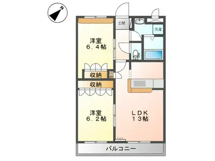 クレアハイム(2LDK/2階)の間取り写真