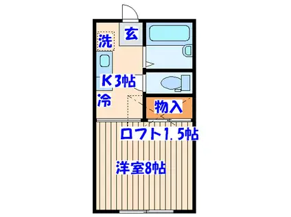 リーベンスホワイト(1K/2階)の間取り写真