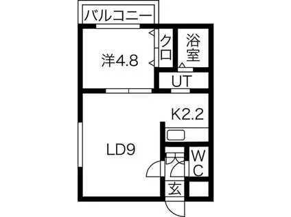 スペランツァ発寒(1LDK/4階)の間取り写真