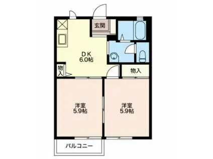 メゾンアルカディア(2DK/2階)の間取り写真