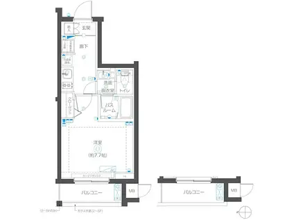 ZOOM武蔵新城(1K/1階)の間取り写真
