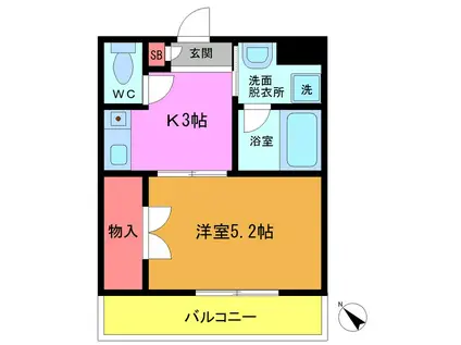 フレール第2西船橋 住居(1K/3階)の間取り写真