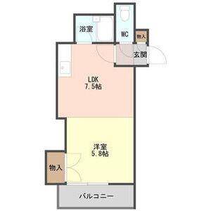 円山北町ハイム(1DK/8階)の間取り写真