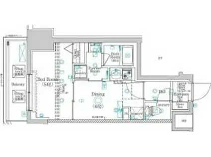 ラフィスタ北綾瀬(1DK/9階)の間取り写真