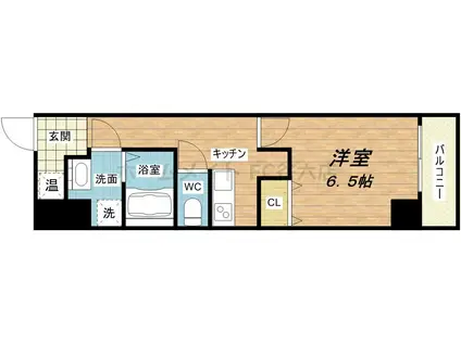 URO玉造II(1K/4階)の間取り写真