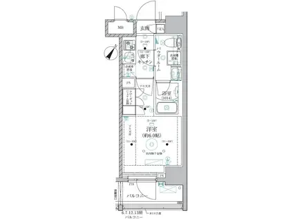 ベルグレード川崎エーゼット(1K/12階)の間取り写真