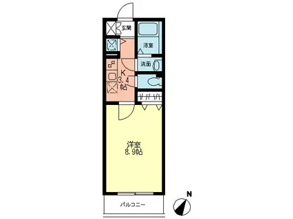 シエルグランTOKAI(1K/2階)の間取り写真
