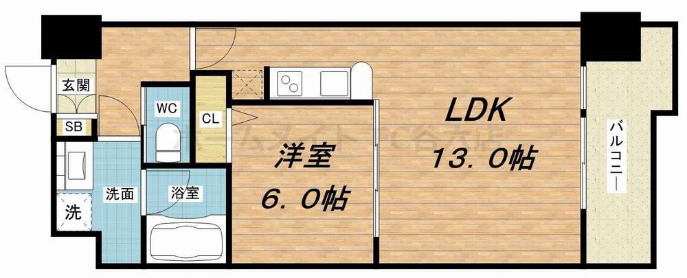 グランシス天満橋(1LDK/9階)の間取り写真