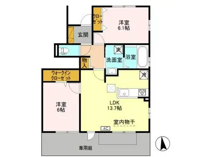 キャトルフィーユ(2LDK/1階)の間取り写真