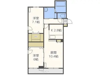 JR函館本線 発寒中央駅 徒歩13分 5階建 築7年(2LDK/1階)の間取り写真