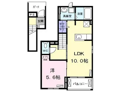 ボヌール I(1LDK/2階)の間取り写真