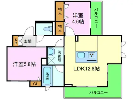 INFINITO 桂(2LDK/3階)の間取り写真