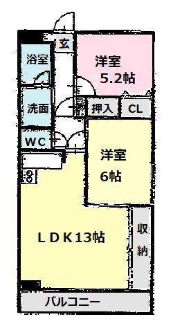 エステート15(2LDK/2階)の間取り写真