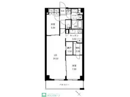 ザ・ケンジントン・レジデンスときわ台(2LDK/5階)の間取り写真