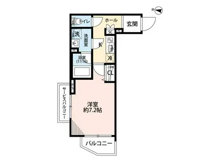 プレール・ドゥーク三宿(1K/2階)の間取り写真