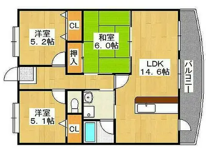 サングレース和泉(3LDK/5階)の間取り写真