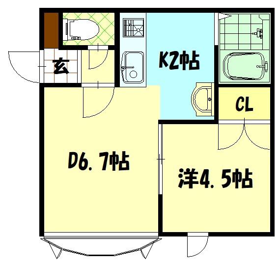ウィーブ(1DK/1階)の間取り写真