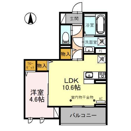 ドエル23(1LDK/3階)の間取り写真