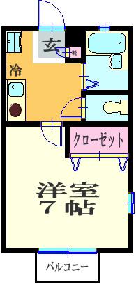 サンヒルズ(1K/1階)の間取り写真
