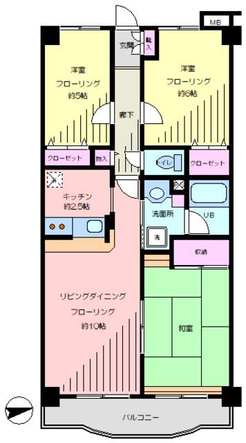 レジデンス向山(3LDK/1階)の間取り写真