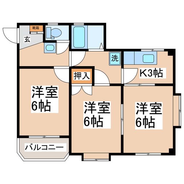 ルピナス(3K/2階)の間取り写真