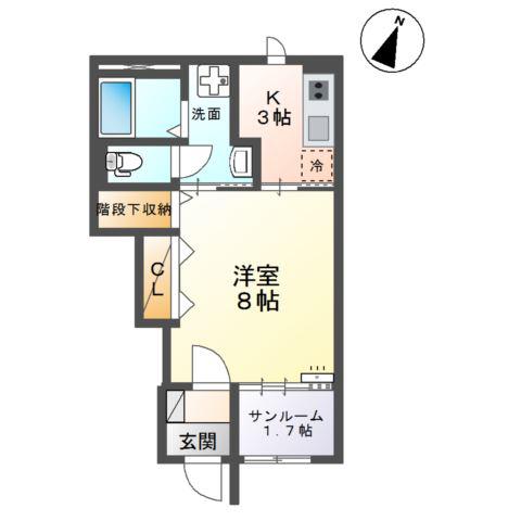 GRAND MAISON(1K/1階)の間取り写真