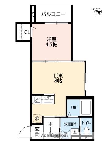 ROBOT HOME 渡辺通(1LDK/3階)の間取り写真