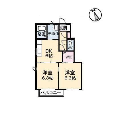 シャーメゾン本郷(2DK/1階)の間取り写真