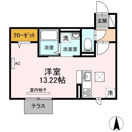 メゾン プレド パルク RYUNA(ワンルーム/1階)の間取り写真