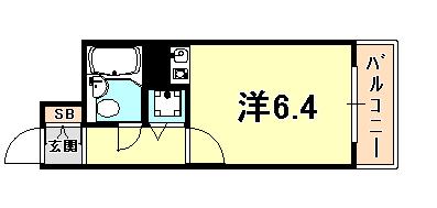 藤和シティホームズ灘(1K/5階)の間取り写真