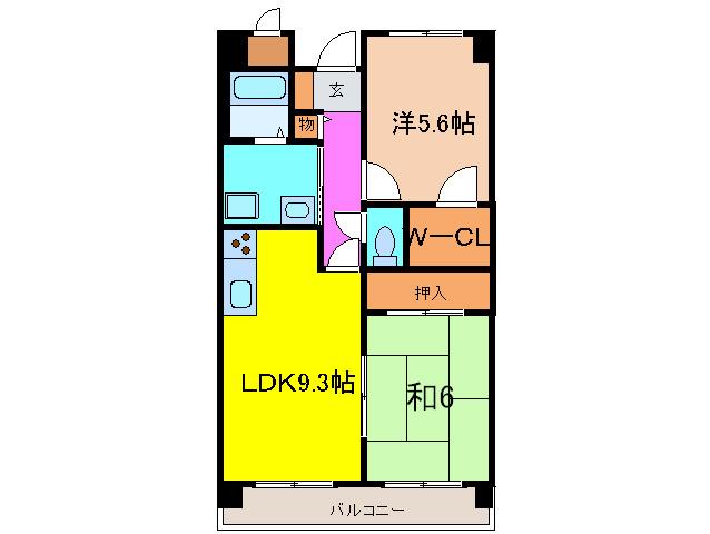 ベルメゾン堺(2LDK/4階)の間取り写真