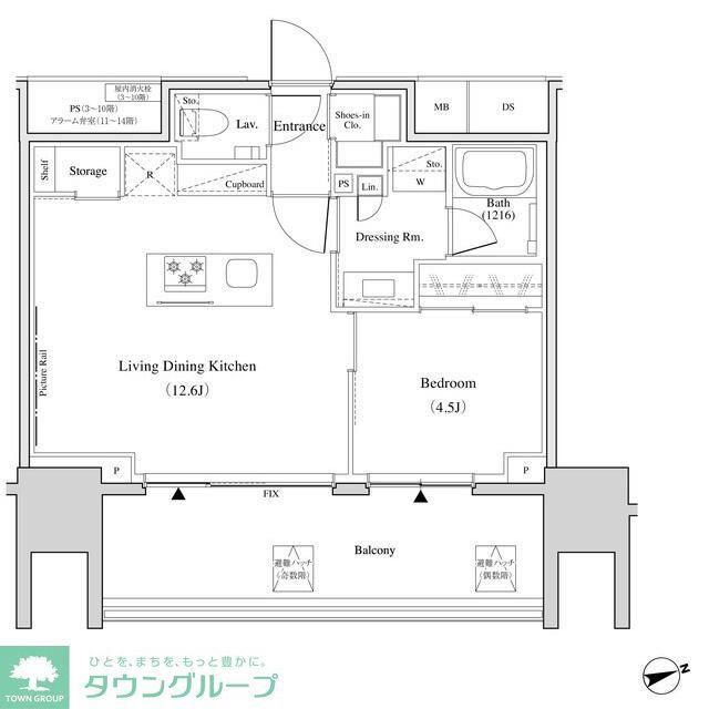ザ・パークハビオ北千住(1LDK/5階)の間取り写真