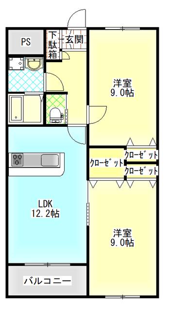 パークハウス中之庄(2LDK/2階)の間取り写真