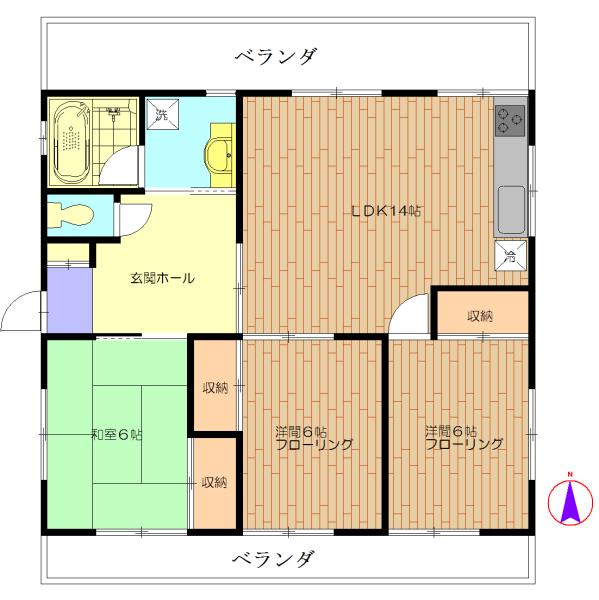 ナウビレッジ(3LDK/3階)の間取り写真