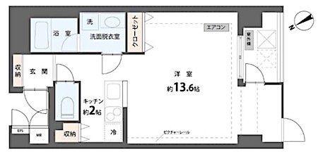 ユニテ E(ワンルーム/8階)の間取り写真
