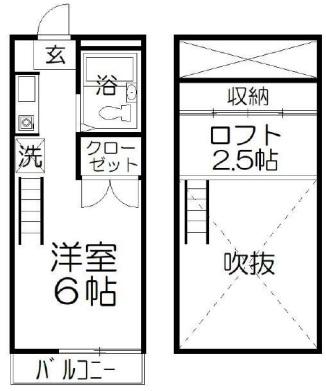 あかるハイム14(ワンルーム/1階)の間取り写真