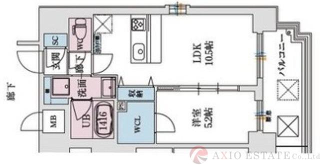 スプランディッド新大阪VIII(1LDK/3階)の間取り写真