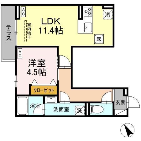 セレスティア桜上水(1LDK/1階)の間取り写真